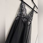 Bombshell Black Sheer Satin Trim Gem Straps Lingerie Babydoll Dress Sz S EUC Photo 2