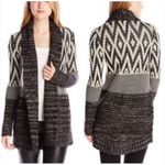 Lucky Brand  Los Angeles Women's Black Cream Knit‎ Open Front Cardigan Sweater Photo 1