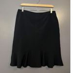 Laura Scott Skirt Womens 12 Black Stretch Flounce Hem Career Office Midi Lined Photo 0
