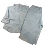 Miss Elaine Women's Pajama Set Blue Stripe Seersucker L Button Down Top Pants Blue Size L Photo 0