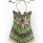 aso TV’s 90210  new Sky  Jewel Neck Bold Print Silk Halter Top  Braided Strap Pink Size XS Photo 0