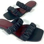 Staud Maya Ruched Slide Sandals Black EU 39 NEW Leather Double Strap Logo Size 8 Photo 0