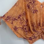 Free People  One Dance V-Neck Top in Coral and Purple Women’s Size Medium Photo 3