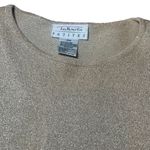 Talbots  Shirt Womens Petite Medium Gold Glittery Pullover Long Sleeve Luxe Silk Photo 2