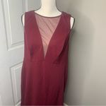 DB Studio‎ burgundy illusion slit front burgundy maxi dress gown bridesmaid 16 Red Photo 1