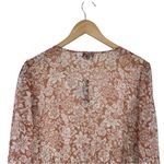 Zenobia Burnt Sienna Floral Blouse sz 2X Ruffle Cuff Tie Waist NWT Long Sleeves Photo 5