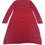 Talbots Women’s Burnt Orange Cable Knit Sweater Dress Button Shoulder Sz S EUC Photo 2