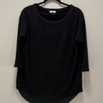 Urban Outfitters  Black Terry Cloth Sheer Ruffle Hem 3/4 Sleeve Blouse Size Small Photo 1
