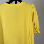 Flowy Yellow Boho Blouse Feminine Cottagecore Puff Sleeve Stretchy Large Top Photo 6
