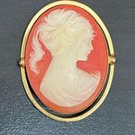 Vintage Unsigned Coral Victorian Cameo Gold Photo 4
