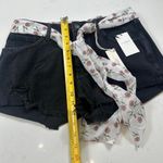 Forever 21 NWT Jean Shorts 29 Womens Black Raw Hem Distressed Floral Scarf Belt Photo 6