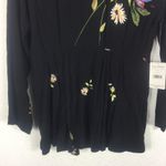 Free People NWT  Gemma Black Floral Mini Dress Small Open Back Long Sleeve Tunic Photo 8