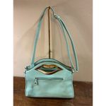 Light Blue Quilted Shoulder Bag with Gold Lip Handle Medium Size Photo 2