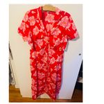 Old Navy NWT  Cutout MIDI‎  Dress Red Pink Floral, Short Sleeve, Button Front XL Photo 3