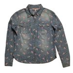 Juicy Couture  Denim/Pink Floral Print Button Down Top Shirt Sz S Photo 0
