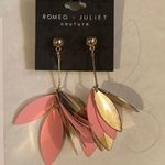 Romeo + Juliet Couture New Romeo & Juliet Gold & Pink Upside down leaf drop earrings Photo 1