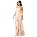 Azazie  | Everett White Alabaster A-Line V-neck Ruched Chiffon
Dress Size A6 Photo 8