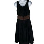 White House | Black Market Black W/Brown Waist Cotton Silk Blend Dress EUC Size 4 Photo 6