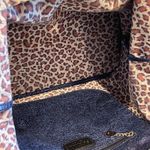 SORIAL New York Purple Metallic Tote Bag Leopard Print Interior Travel Shopper Black Photo 6