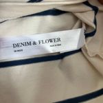 Denim & Flower NWT  Woman's Cream and Blue Striped Crew Neck Long Sleeve Shirt XL Photo 8