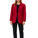 Lands' End  Wool Cashmere Blend One Button Blazer Jacket Red SIze 10 Photo 1