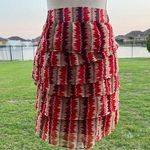 Anna Sui Anthropologie Terrawat tiered red multicolor skirt Photo 0