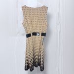 Women’s Polka Dot Business Casual Belted Midi Dress Tan Size L Photo 2