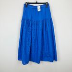J.Crew Drop Waist Eyelet Midi Skirt Bright Grotto Blue A Line Cotton Small NWT Photo 5