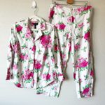 Ralph Lauren Lauren  LRL Womens Pajama Set Floral Monogram Cotton Top Pants L Photo 0