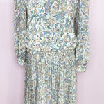 Vintage Shrader Sport Paisley Floral Knife Pleat Midi Skirt Set Cream Multi 6P Pink Photo 0