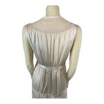 Hanii Y cream Silk sleeveless belted dress buttoned chest & lace size small Photo 10