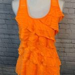 Iz Byer  Ruffled Orange Burnout Tiger Tank Photo 0