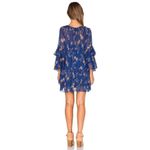 Free People  Navy Blue Floral Sheer Sunsetter Bell Sleeve Mini Dress Small Photo 7