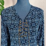 Lavanya Gold Chain Tie Front Blouse Top Blue Size M Photo 1