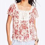Denim & Supply  Red Floral Lace Top Small Photo 0
