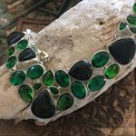 Obsidian & Green Hydro Glass Gemstone Statement Necklace Photo 1