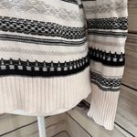 CHAPS Ivory & Grey Striped Fair Isle Mock Turtleneck Sweater Photo 2