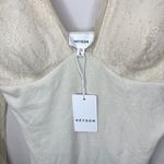 Heyson NEW w/ Tags Cream Ribbed Knit and Lace Deep V Photo 4