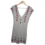 Free People Dress Rich In Embroidery Textured Aztec Southwestern Boho Gray XS Photo 3