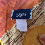 X Nova USA Abstract Sleeveless Blouse Top Orange Brown V Photo 3