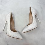 Casadei NEW  Blade Heel Glittery Lace Pointed Toe Pumps White Wedding Bridal 35.5 Photo 2