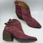 Zodiac Dacey Western Suede Leather Ankle Booties Size 8.5 Shoes Maroon Photo 1