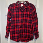 J.Crew Factory Red/Navy Plaid Boy Fit Button Up Shirt size SP Photo 0