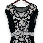 Nanette Lepore Nannette Lepore Good Karma Intarsia Knit Black Floral Sheath Dress Photo 4