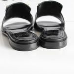 Givenchy New  4G Black Leather Silver Logo Slides Photo 9