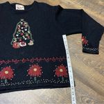 Woolrich Vintage  Wool Holiday Sweater Womens Medium Embroidered Christmas Black Photo 7
