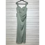 Azazie  Agave Green Sheath Sweetheart Neckline Stretch Satin Dress Size 12 Photo 1