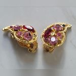 Vintage Fuschia Pink Regency Diamante Gold Tone Clip Photo 3
