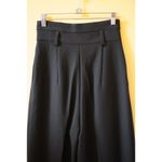 High Waist Cropped Wide Leg Pleated Trouser Belt Classic Pants Black Size Small Photo 5