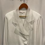 Vintage 80’s semi sheer silky white mesh wide collar flowy blouse wrap button Size 12 Photo 7